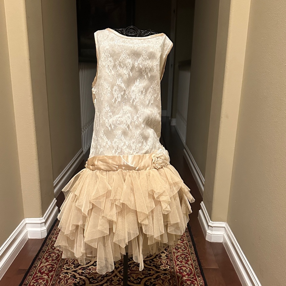 Biscotti Cream and Gold Formal Kids Dress